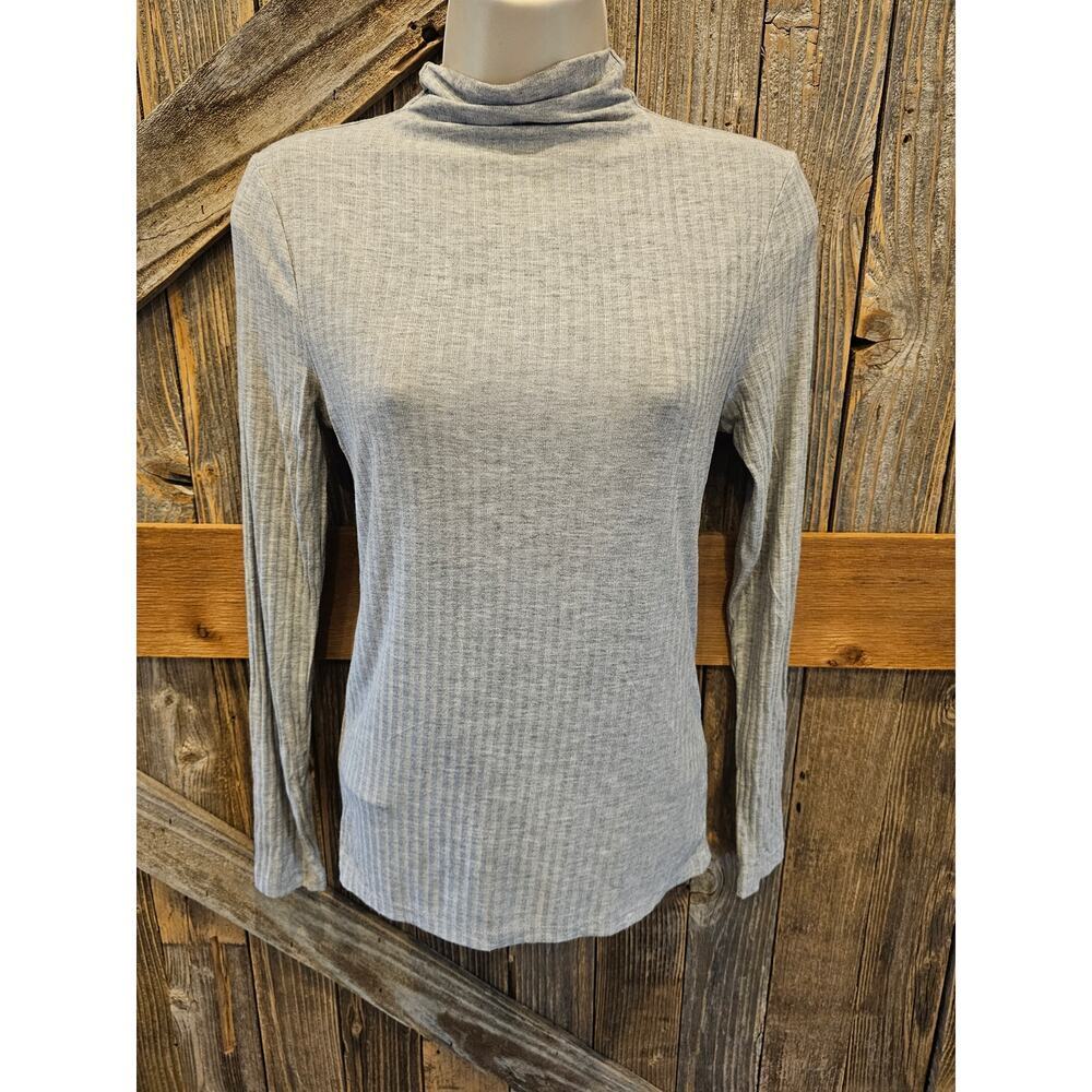 Christian Siriano Ribbed Knit Mock Neck Long Sleeve Top Women's Small